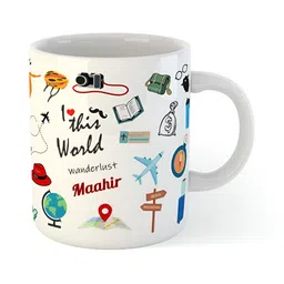 ARTBUG White & Red 3 Pcs Wanderlust Theme Maahir Name Printed Birthday Gift Set image 3