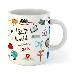 ARTBUG White 3 Pieces Anis Printed Mug With Sipper Bottle & Cushion Birthday Gift Set image 4