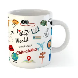 ARTBUG White 3 Pieces Chitralekha Printed Mug Sipper Bottle & Cushion Birthday Gift Set image 2