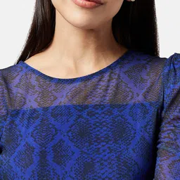 Annabelle by Pantaloons Self Design Puff Sleeves Knee Length Sheath Dress image 2