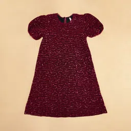 Pantaloons Junior Self Design Puff Sleeves Cotton Sheath Dress image 2