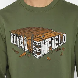 Royal Enfield Men Olive Green Printed Sweatshirt image 2