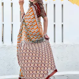 HERE&NOW Ajrak Block Pure Cotton Bagru Saree image 2