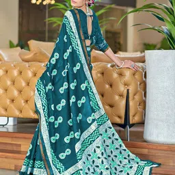 HERE&NOW Floral Zari Pure Cotton Bagru Saree image 3