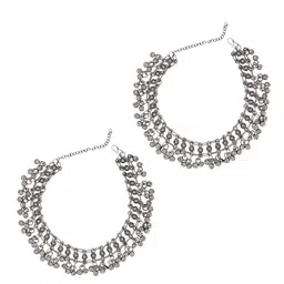 TEEJH Silver-Plated Oxidised Anklets image 2