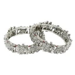 Anouk Set Of 2 Silver-Plated Stone Studded Bangles image 2