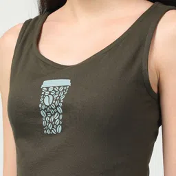 Rigo Printed Sleeveless Pure Cotton Casual Crop Top With Joggers image 4