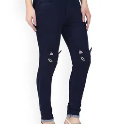 A-Okay Girls Slim Fit Mid-Rise Embroidered Dark Shade Clean Look Stretchable Jeans image 3