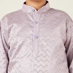 Aj DEZInES Boys Embroidered Sequinned Mandarin Collar Kurta with Pyjamas image 2