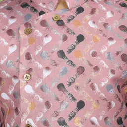 TABARD Boys Abstract Printed Asymmetric Straight Pure Cotton Kurta With Pyjamas image 3