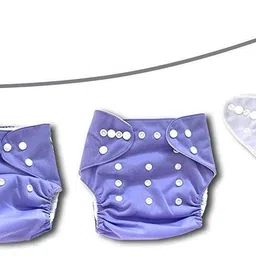 kidsify Washable Baby Diaper Premium Cloth Diaper Reusable, Adjustable Size, Waterproof, Cloth Diaper Nappie with Insert (2 Diaper and 2 Insert Pad)(Purple & Blue) image 4