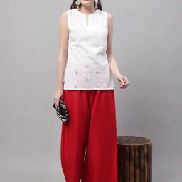 valles365 by s.c. Men Flared Red Viscose Rayon Trousers image 4