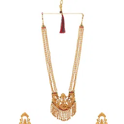 Yellow Chimes Gold-Plated Chain Drop Designed Temple Jewellery Set image 2