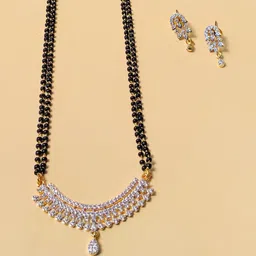 ABDESIGNS Gold-Plated AD-Studded Mangalsutra With Earrings image 2