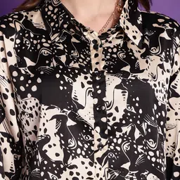 TAG 7 Abstract Printed Loose Fit Satin Shirt & Trousers image 5