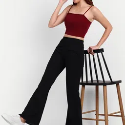 Next One Women Relaxed Flared High Rise Stretchable Easy Wash Bootcut Trousers image 2