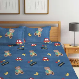 KLOTTHE Blue & Red Cartoon Characters 210 TC Queen Bedsheet with 2 Pillow Covers image 4