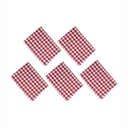 CDI 5 Pcs Red & White Checked Cotton Kitchen Towels image 2