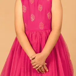 HERE&NOW Girls Floral Printed Sleeveless Fit & Flared Dress image 4