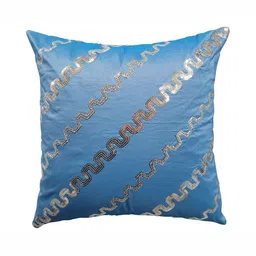 HOME9INE Blue & Gold toned 5 Pieces Embroidered Square Cushion Covers image 3