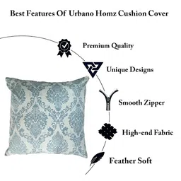 INDHOME LIFE Blue & Off White 3 Pcs Ethnic Motifs Square Cotton Reversible Cushion Covers image 3