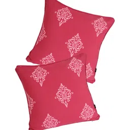 Aura Pink & White 2Pcs  Ethnic Motifs Cotton Square Cushion Covers image 4