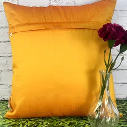 Pink Parrot Brown & Orange 5 Pieces Colourblocked Embellished Square Cushion Covers image 3