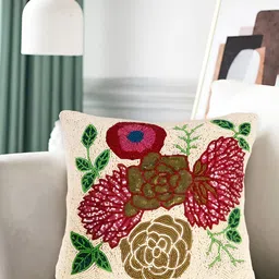 PURINA'S White & Red Ethnic Motifs Square Cushion Cover image 3
