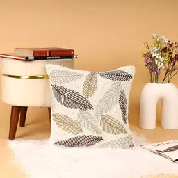 PURINA'S Brown & White Embellished Square Cushion Cover image 4