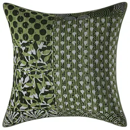 INDHOME LIFE Green & White Set of 2 Floral Square Cushion Covers image 2