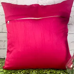 Pink Parrot Green & Red 5 Pieces Geometric Zari Square Cushion Covers image 2