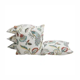 Clasiko White & Red Set of 5 Floral Square Cushion Covers image 2