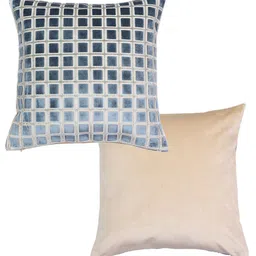 Just Home Teal Set of 2 Geometric Square Cushion Covers image 5