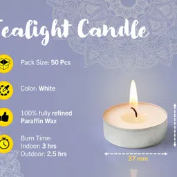 ank AN_(A_39)_Tealight_White_Pack Of -50 Candle image 2