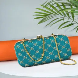 d'vine luxe Party Blue, Gold Clutch-picture-35