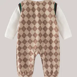 StyleCast Infants Boys Khaki Checked Cotton Rompers image 2