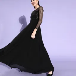 miss chase Women Maxi Black Full Length Dress image 3