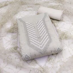 m fashion Unstitched Chanderi Salwar Suit Material Embroidered-picture-21