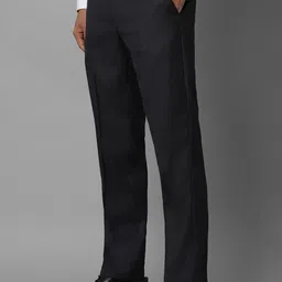 Louis Philippe Men Regular Fit Mid-Rise Plain Formal Trousers image 2