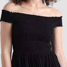 ONLY Off-Shoulder Smocked Fit & Flare Dress image 2
