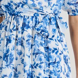 Styli Shirt Collar Gathered Wrap Floral Midi Dress image 4