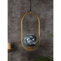 MFD HOME FURNISHING Gold-Toned & Black Printed 3D Cutdoom Ceiling Lamp image 5