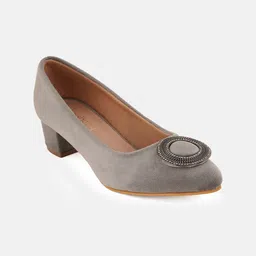 DressBerry Pointed Toe Velvet Block Pumps image 3