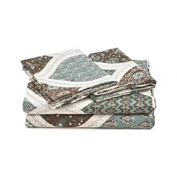 RRC Grey & Green Ethnic Motifs 164 TC Queen Bedsheet with 2 Pillow Covers image 4