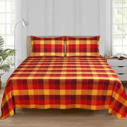 Airwill Red & Yellow Geometric Cotton 104 TC Queen Bedsheet with 2 Pillow Covers image 4