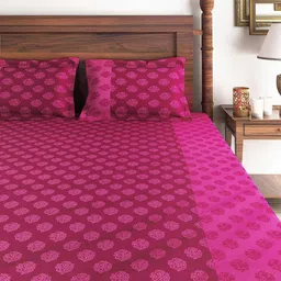 SWAYAM Magenta 240 TC Cotton Double Bedsheet with 2 Pillow Covers image 4