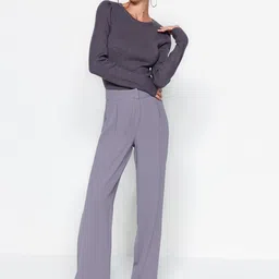 Trendyol Women Pleated Parallel Trousers image 4