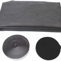 buyagain HDPE - High Density Poly Ethylene Infants Washable 2X5 FT grey window Mosquito Net120 GSM Stitched Net Screen with Hook & Loop Tape Mosquito Net image 2