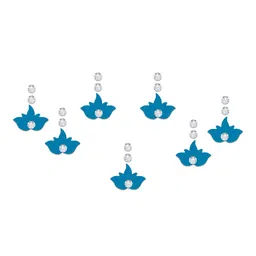 Comet Busters Traditional Designer Studded Reusable Bindis 7Pcs - Blue image 3