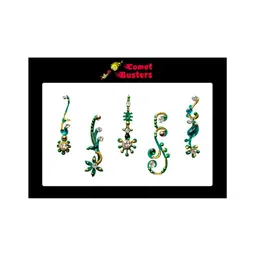 Comet Busters 5 Pcs Green Stone Studded & Beaded Bindi image 2